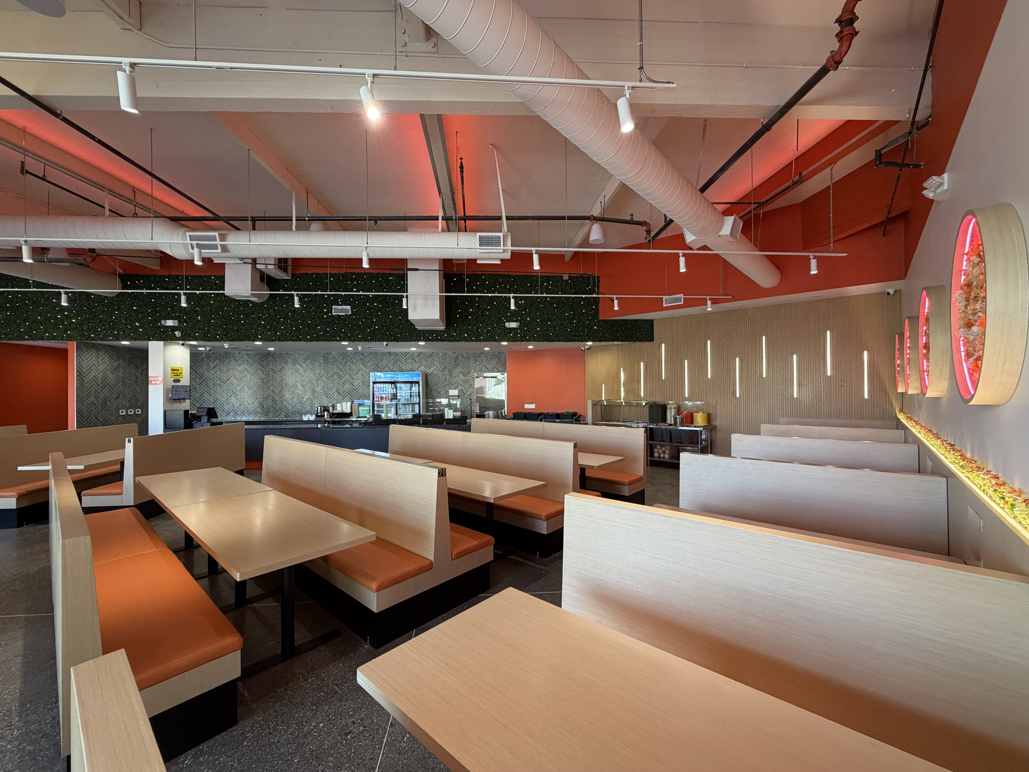 Long booth seating at COCORI